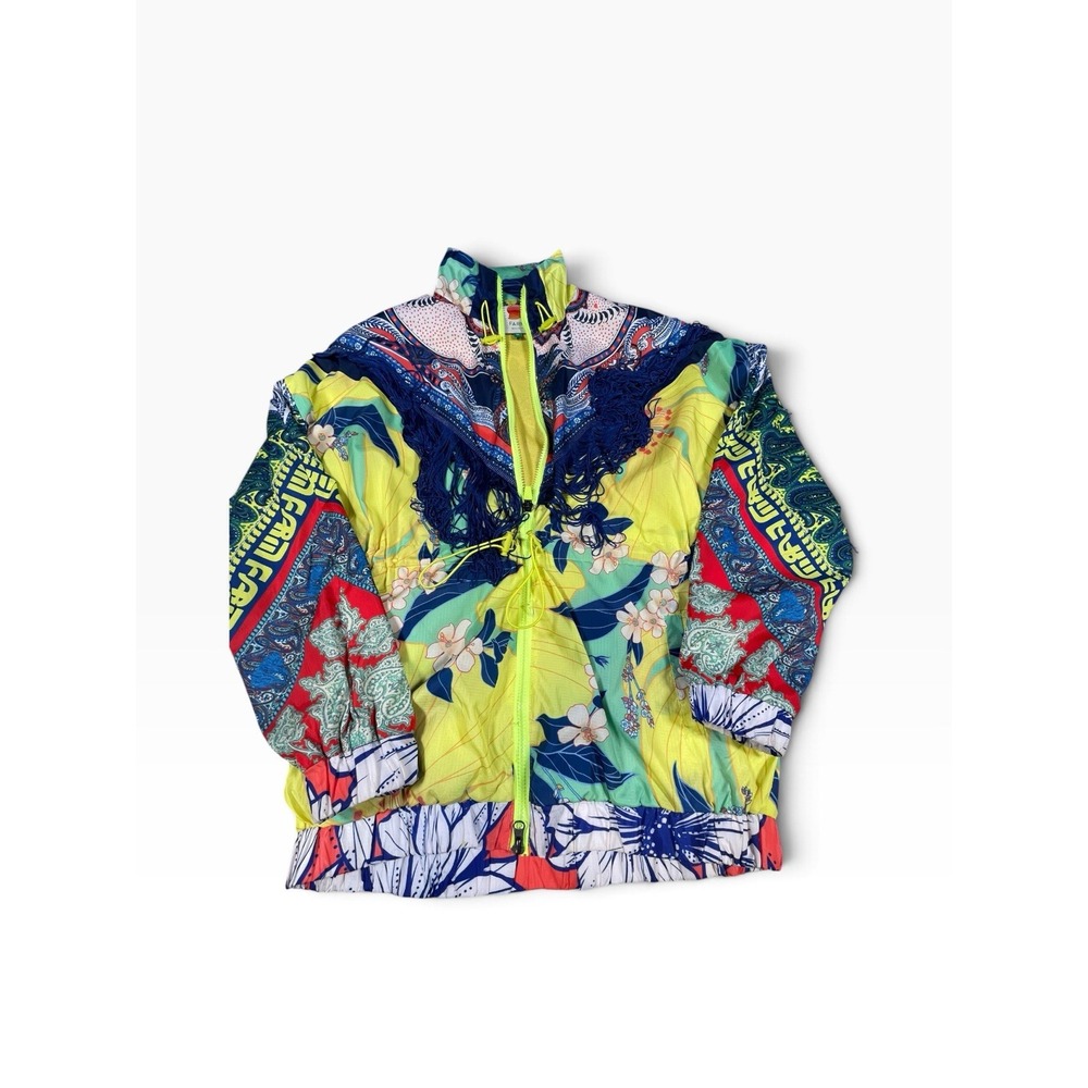 Farm Rio Floral Fringe Bomber Windbreaker Jacket NWot Sz Small Multicolor
